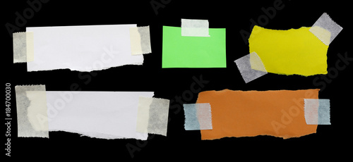 Wallpaper Mural ripped note paper with adhesive tape on a black background Torontodigital.ca