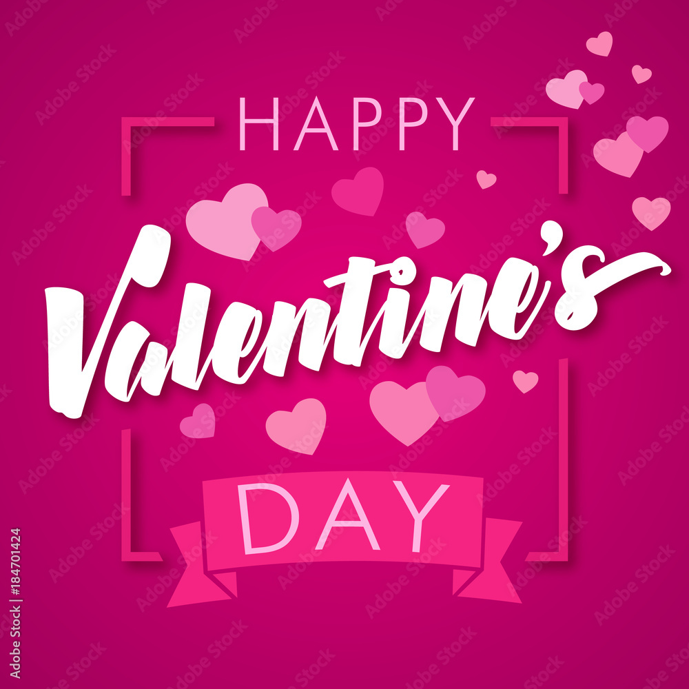 Happy Valentines Day Lettering 14th Of February Greeting Card
