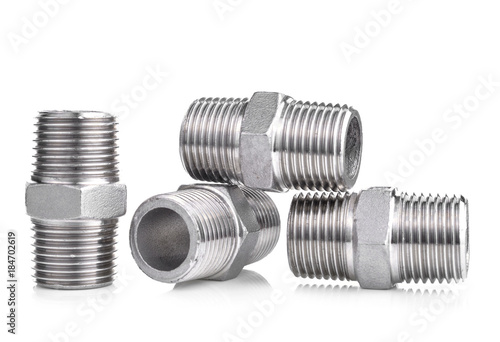  Steel nut on a white background