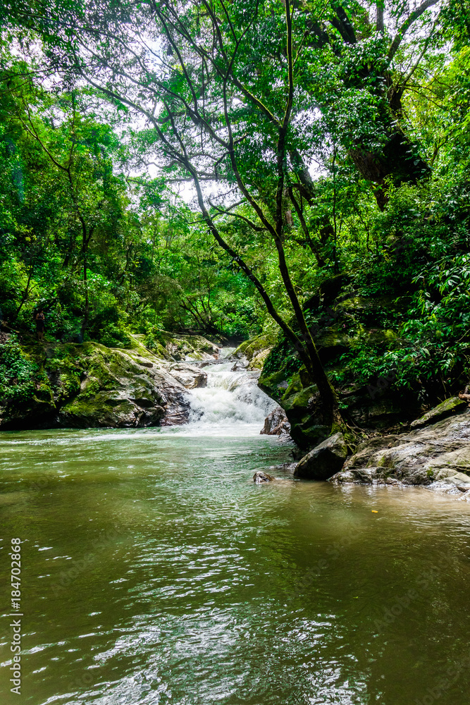 Beautiful outdoor view of the Minca waterfall, Santa Marta, Colombia Beautiful outdoor view of the Minca waterfall, Santa Marta, Colombia