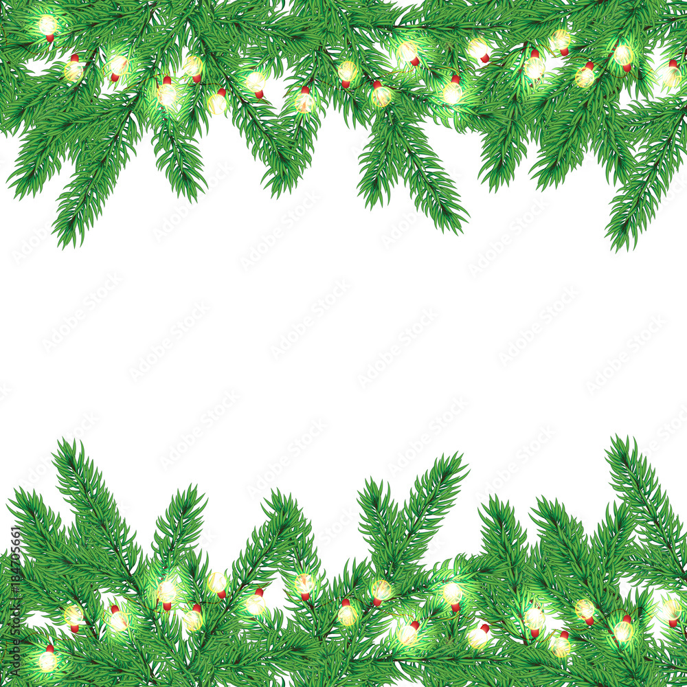 Christmas tree border with garland