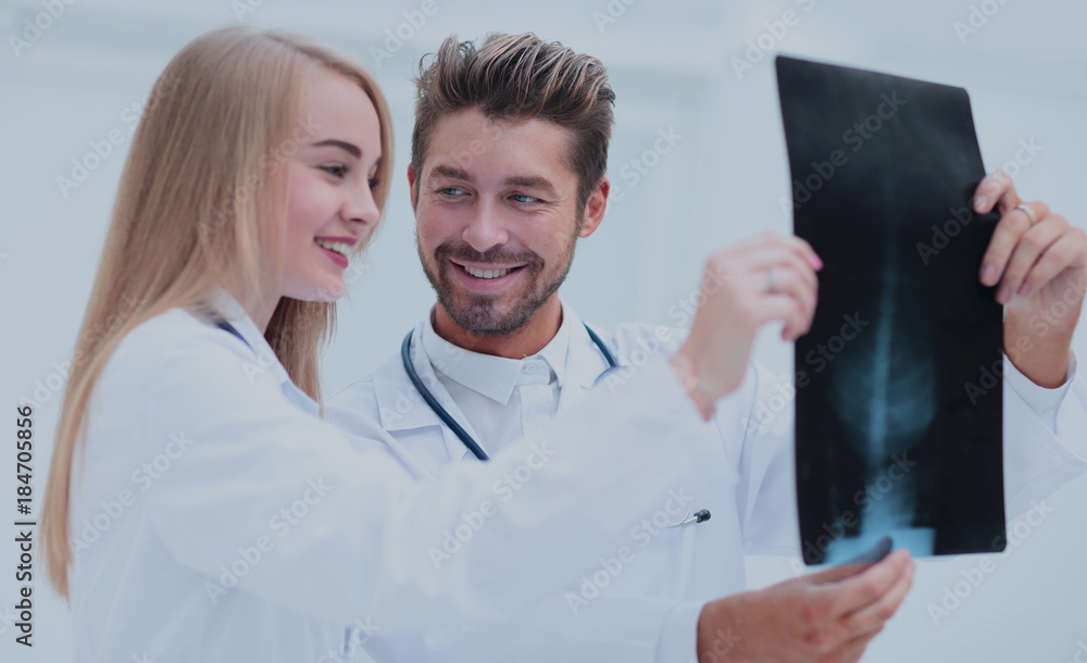 Closeup portrait of intellectual healthcare professionals with w Closeup portrait of intellectual healthcare professionals with w