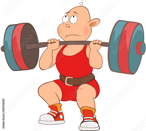 Illustration of Cute Boy. Weightlifting