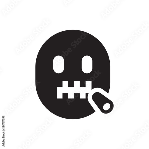 emoticon with zipper mouth icon illustration