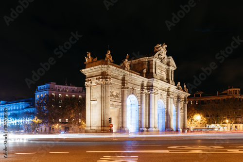 Puerta of Alcala in Madrid at night on Christmas time