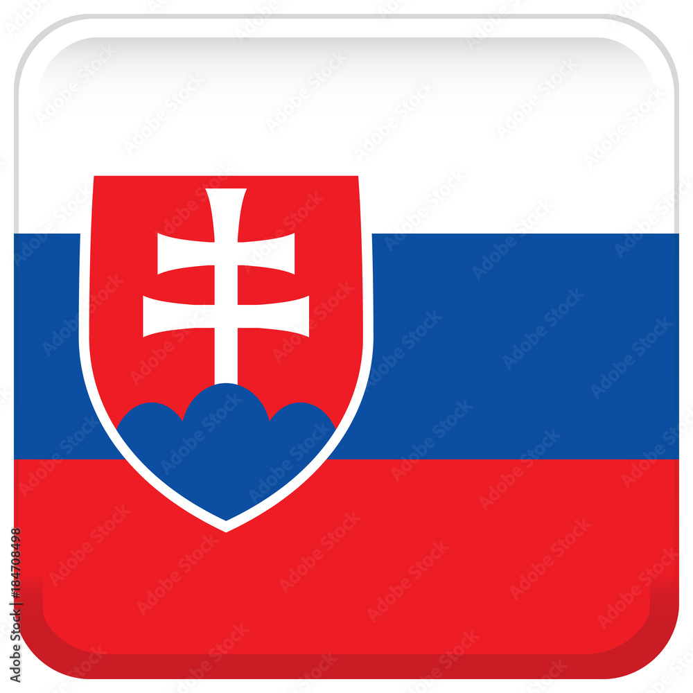 Flag of Slovakia. Abstract concept, icon, square, button. Vector illustration on white background.