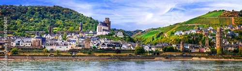 Foto Ultra High Resolution Panorama of Oberwesel Town, Rhine River Valley Cruise Mark