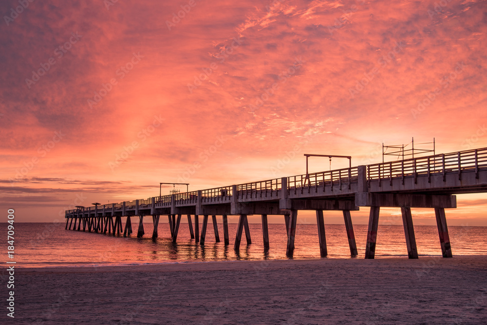 Sunrise at the Pier in Jacksonville Beach, Florida