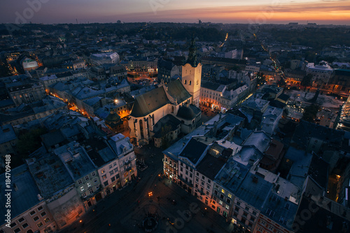 Lviv city lights panorama 