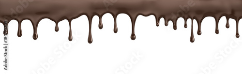 Chocolate stream on a white background. 3D illustration