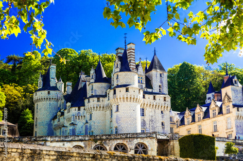 Beautiful fairytale castles of Loire valley. Usse. Landmarks of France photo