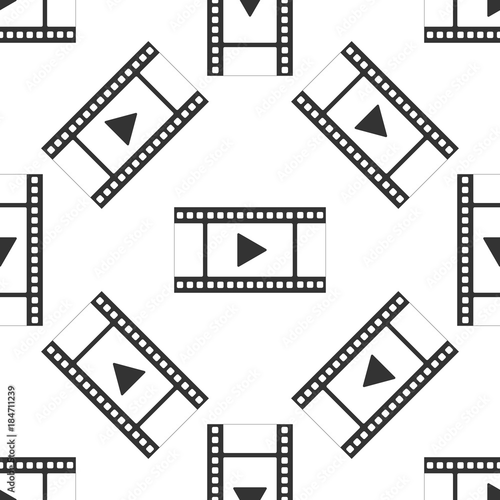 Play Video icon seamless pattern on white background. Flat design. Vector Illustration