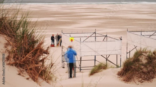 Aeolian beach experiment marine students hydrography measuring sand transport theodolite PERSPECTIVE TOWARDS sea