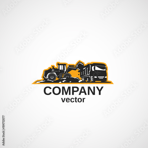 Vector quarry loader and construction truck.