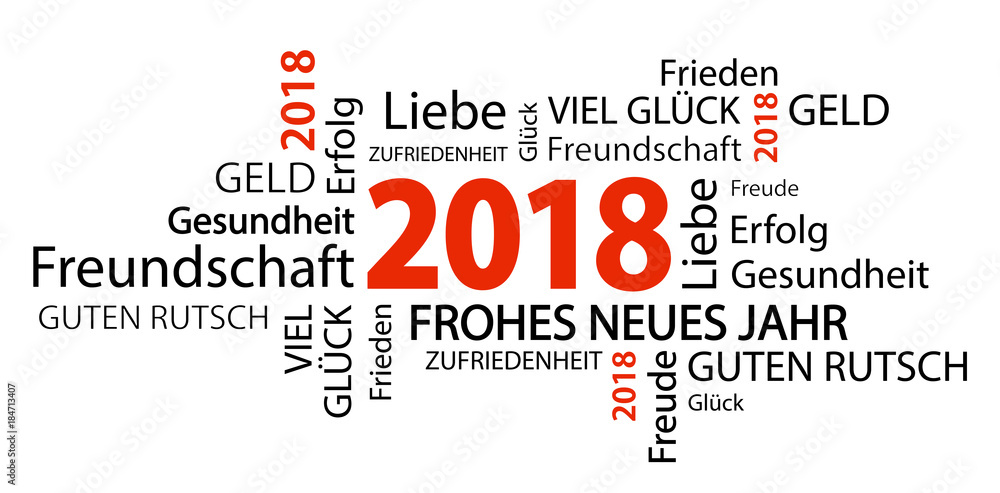 Fototapeta premium word cloud with new year 2018 greetings