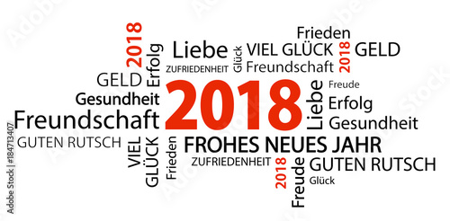 word cloud with new year 2018 greetings