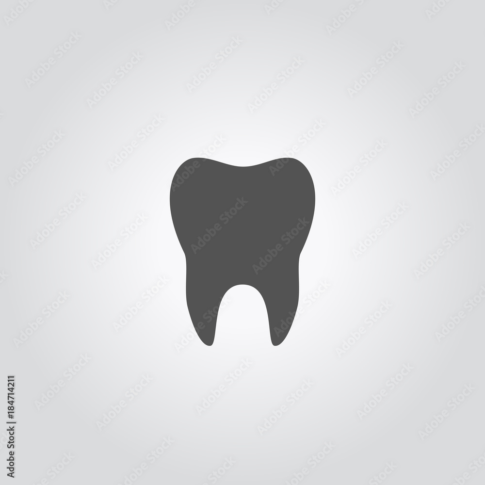 Tooth icon. Vector illustratin of human tooth silhouette, isolated on white background.