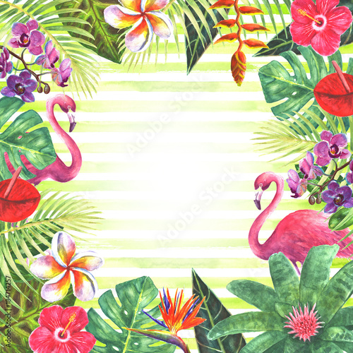 Pink flamingo tropical plan...