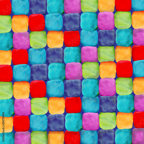 plasticine 3D colorful background with squares 