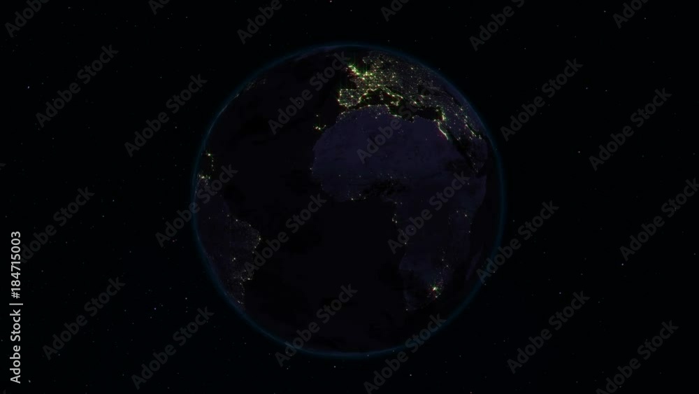 Realistic Earth rotating in space (loop). On the planet Earth is visible the change of day and night Realistic Earth rotating in space (loop). On the planet Earth is visible the change of day and night