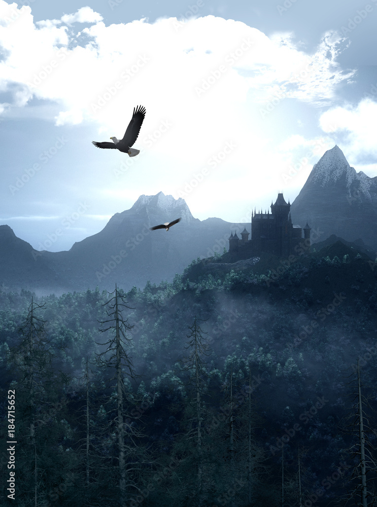 Fantasy Castle in the Mountains Fantasy Castle in the Mountains