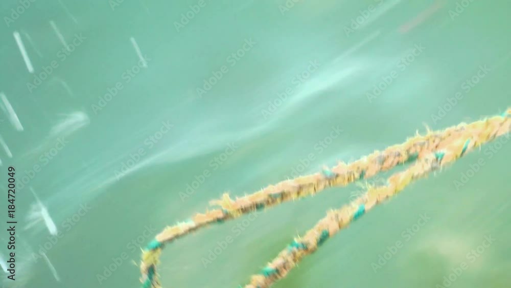 Close up, rope dragged on boat Close up, rope dragged on boat