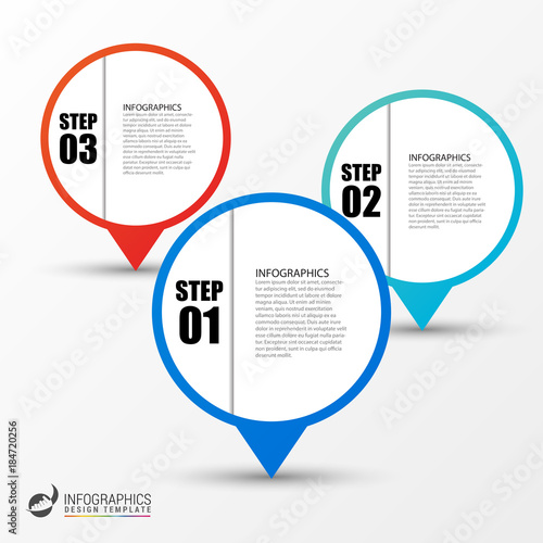 Business infographic template with 3 steps. Vector