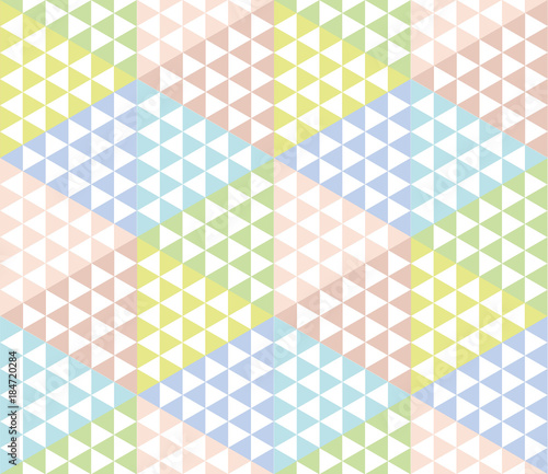 Pastel color mosaic decorative seamless pattern. Concept pale geometric repeatable motif. Vector illustration for background, wrapping paper, surface design.