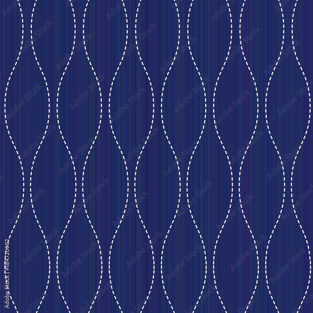 Classic japanese quilting. Wavy Sashiko motif. Abstract seamless pattern.  Needlework texture. Simple asian ornament for printing on fabric,  decoration or handicraft. Stock Vector | Adobe Stock