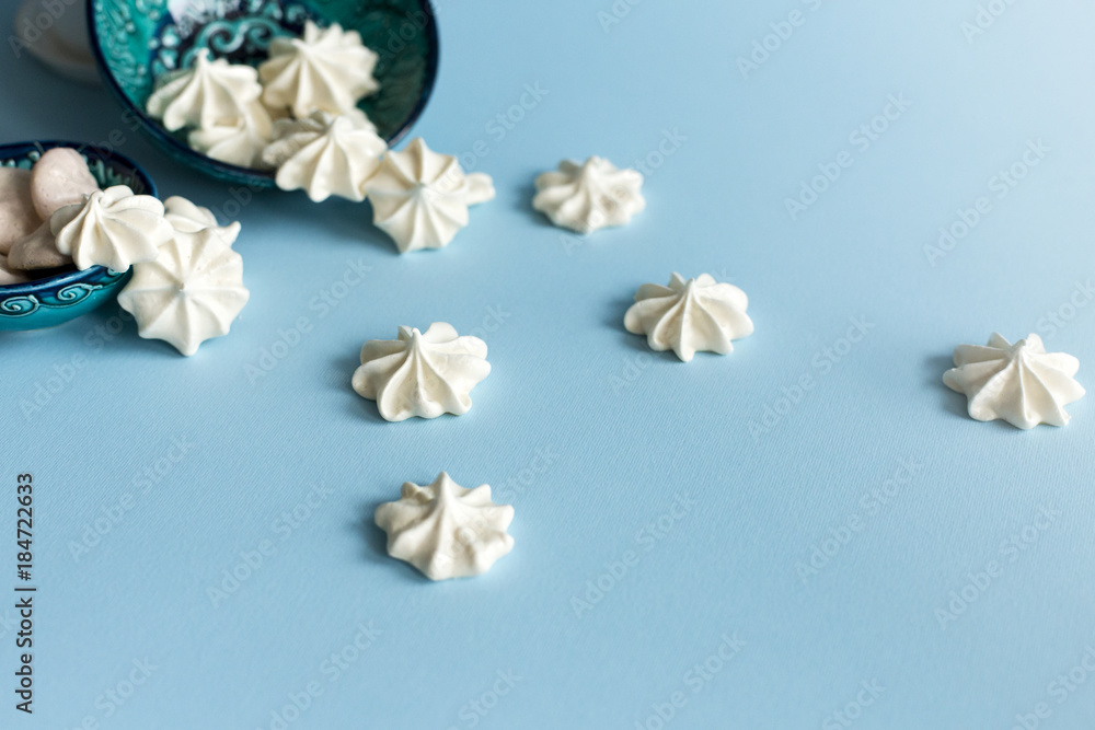 Meringue cookies crumbled off the plate Meringue cookies crumbled off the plate