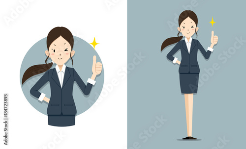 She give thumb up for work