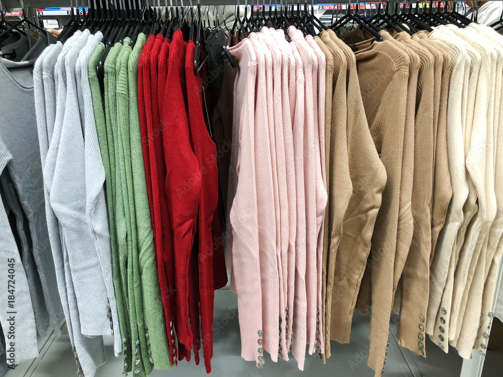 BAT YAM, ISRAEL- DECEMBER 11, 2017: Womens sweaters on the hanger in the store. 