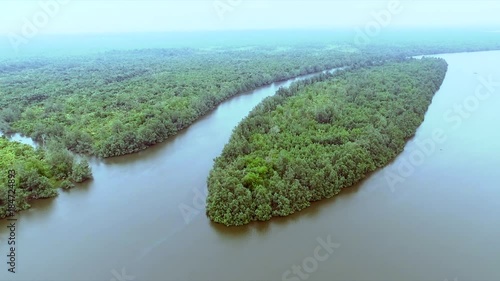 Wide aerial, islands in Douala Bay