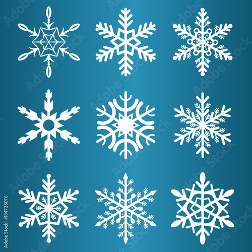 Snowflakes winter season vector christmas snow holiday cold ice flake symbol illustration