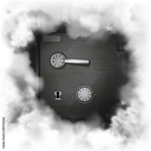 Bank safe box of smoke