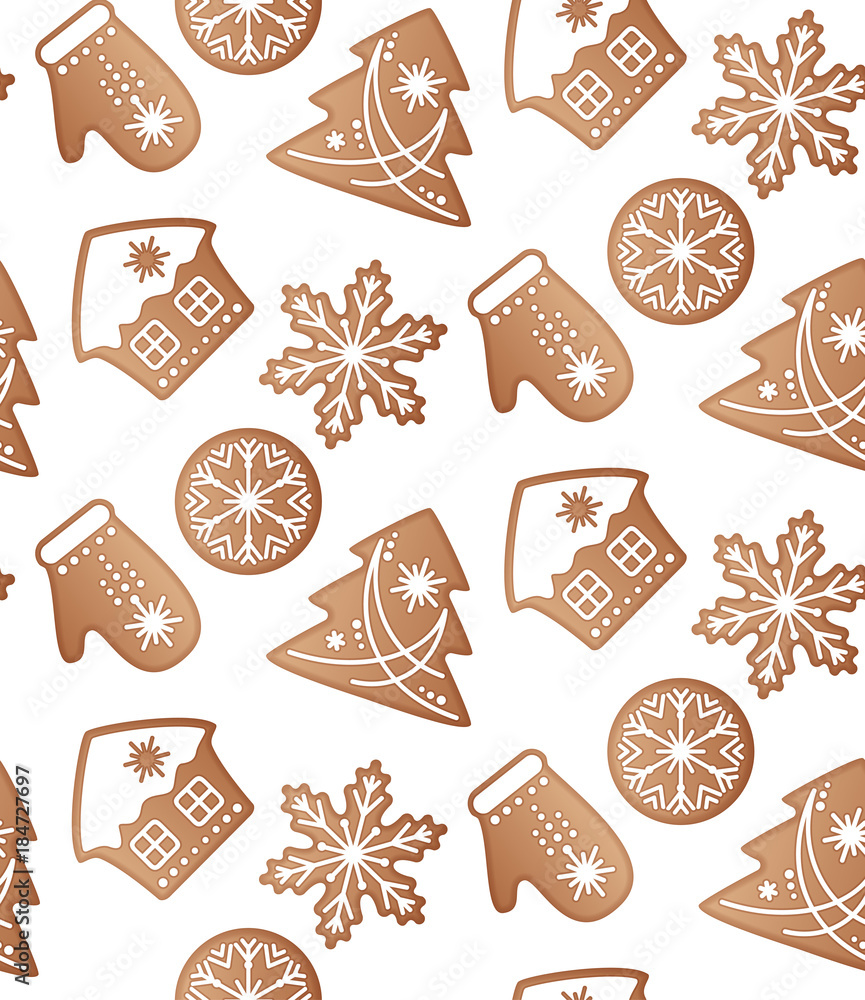 Christmas background with gingerbread of different shapes. Vector seamless pattern. Christmas background with gingerbread of different shapes. Vector seamless pattern.