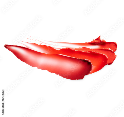 Red lipstick smears isolated on white background