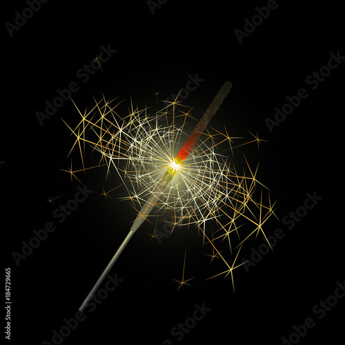 Burning sparkler. Vector