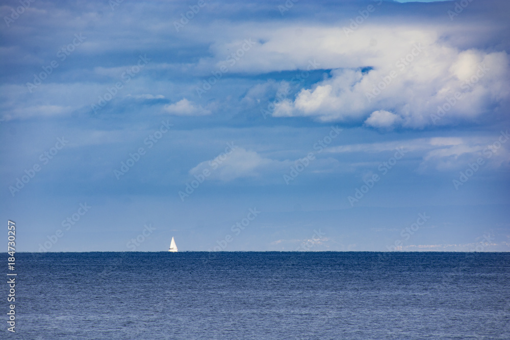 Sail boat on Mediterranean sea Sail boat on Mediterranean sea