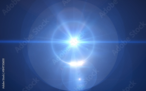 abstract blue thick lens flare light over black background