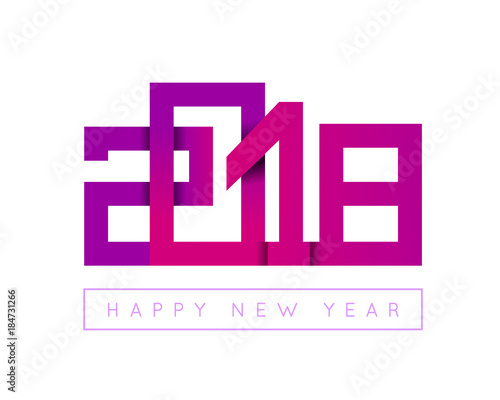 2018 Happy New Year congratulation. Origami paper cut