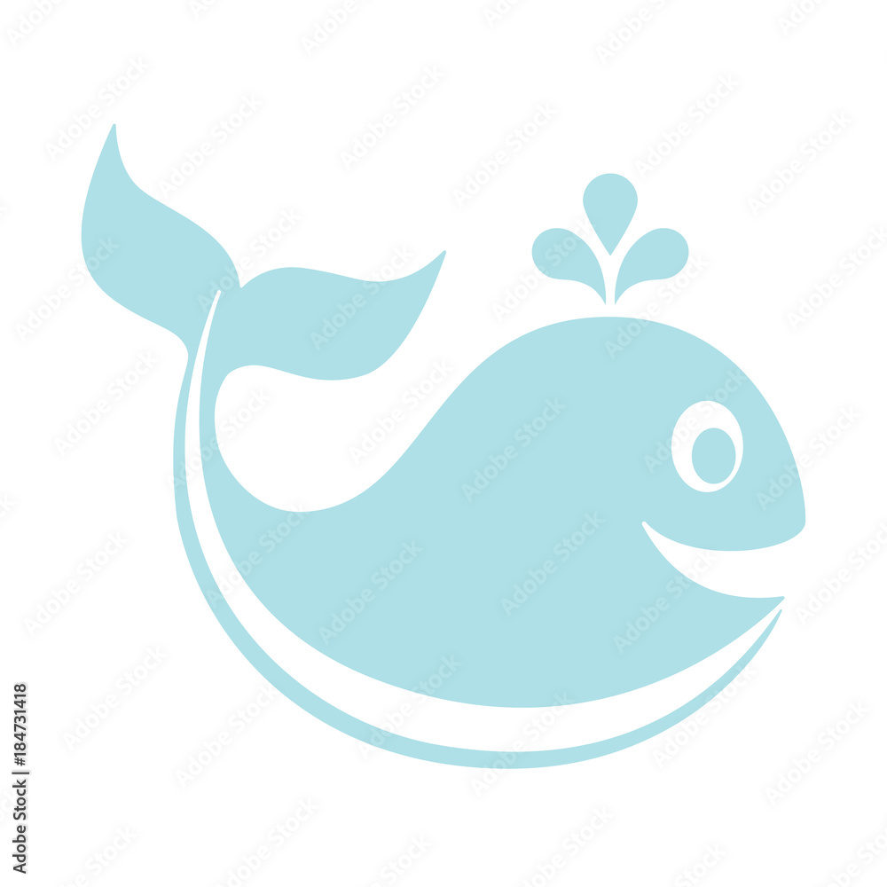 Obraz premium cartoon whale on a white background