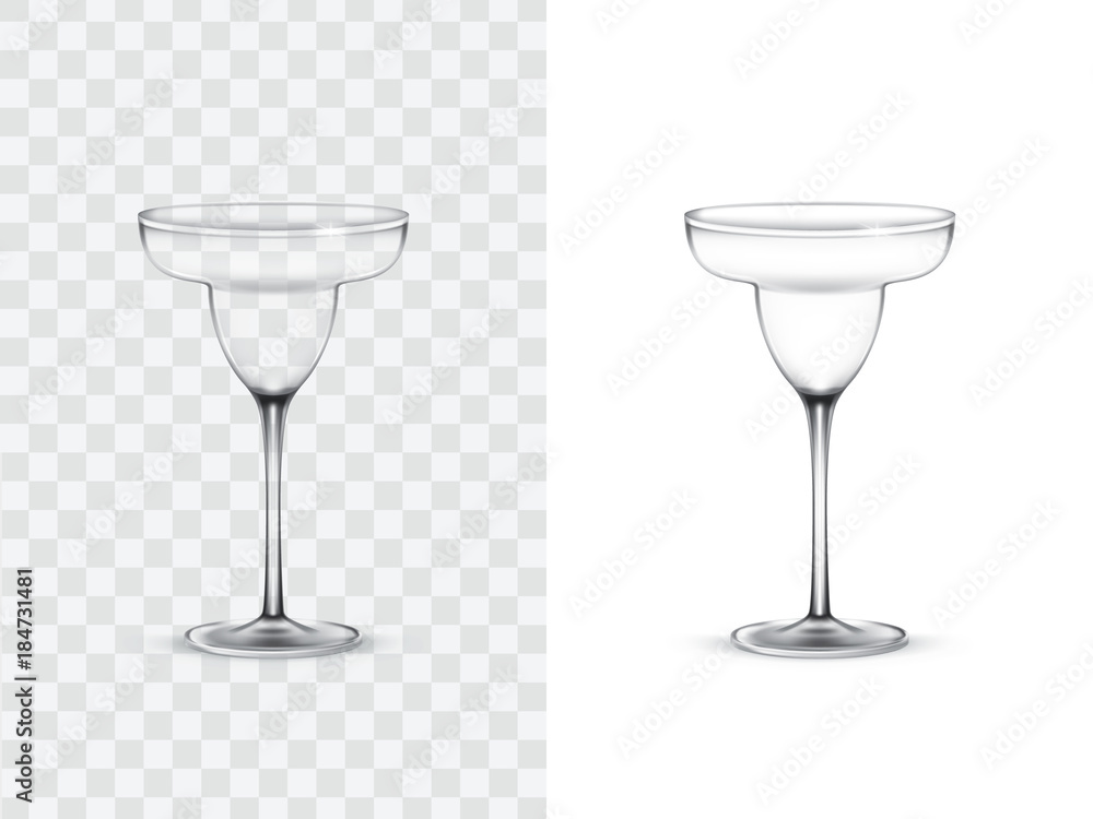 Realistic margarita glasses, vector illustration isolated on white and