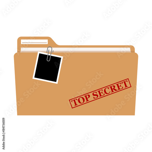 File folder with red rubber stamp top secret vector isolated, confidential, private information.