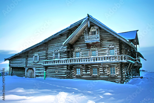 A wooden house in a Russian village
