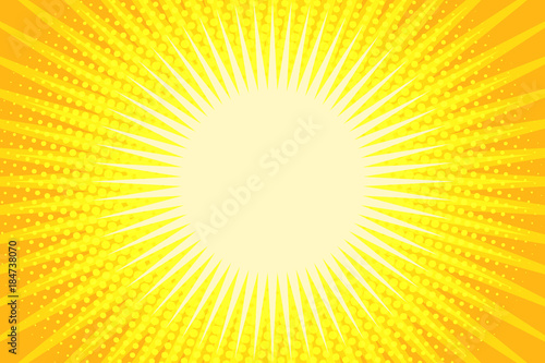 Yellow rays pop art background