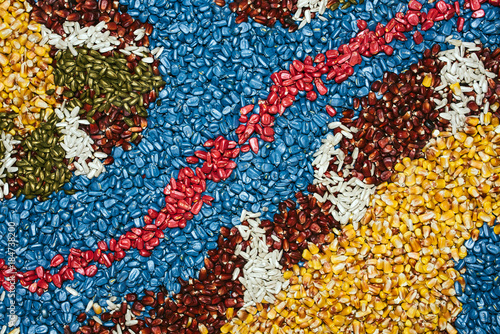 Multi-colored background of corn maize seed