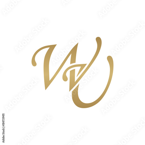 Initial letter WU, overlapping elegant monogram logo, luxury golden color