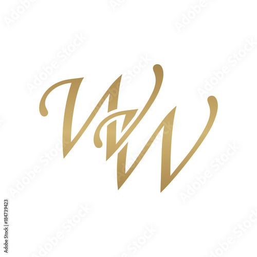 Initial letter WW, overlapping elegant monogram logo, luxury golden color