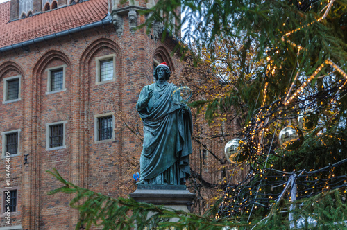 Torun, Poland; The Nicolaus Copernicus Monument in the home town of astronomer, erected in 1853.